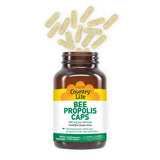 Tableau nutritionnel Country Life Propolis 500 mg avec calcium naturel par portion.