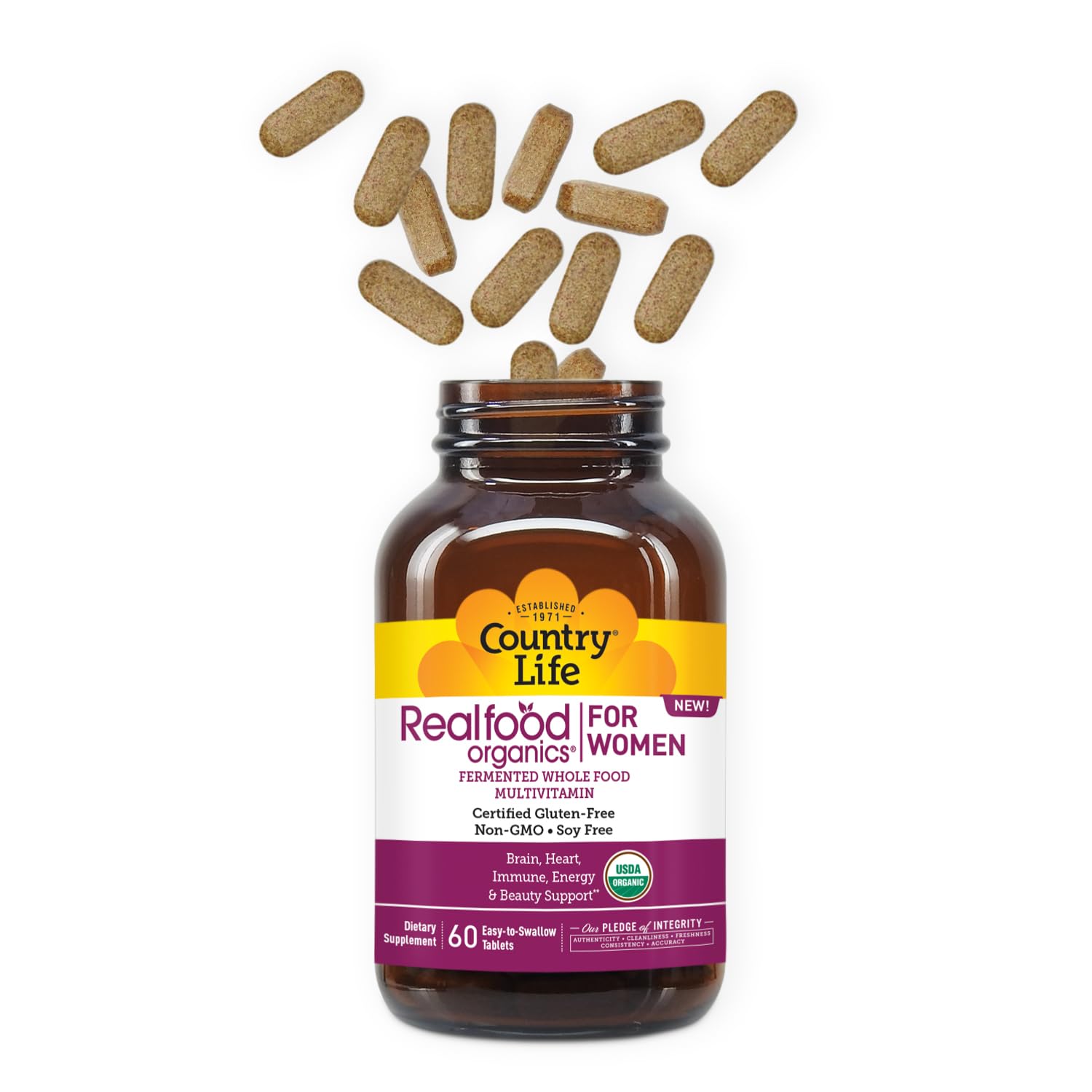 Country Life Realfood Organics Vitamines Femmes: rituel matin promouvant énergie et beauté au quotidien.