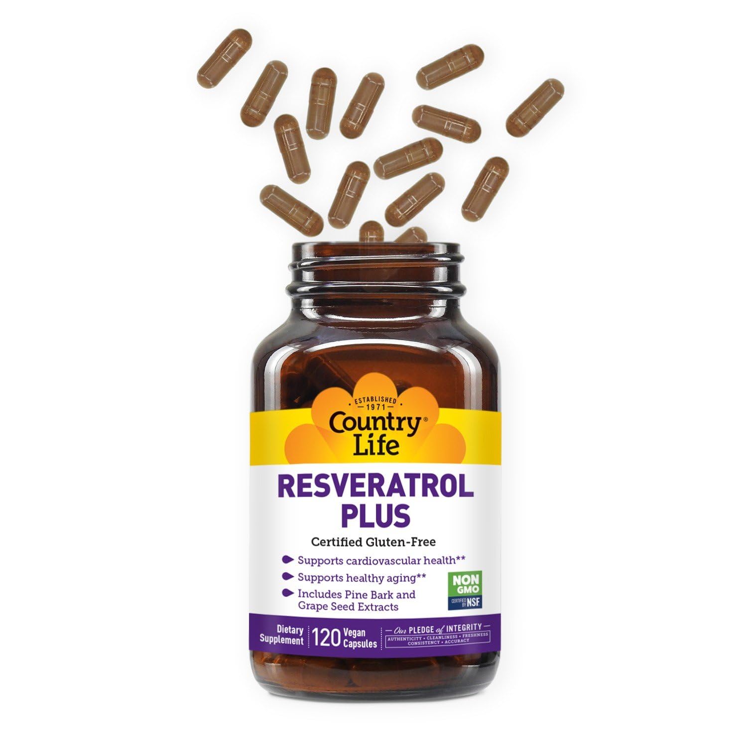 Country Life Resveratrol Plus capsules prêtes à l’emploi, pratique pour votre routine santé.