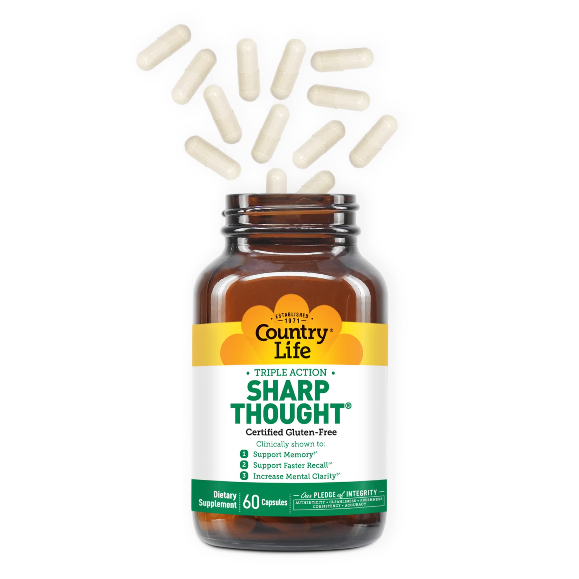 Country Life Sharp Thought – capsules visibles pour une prise quotidienne en routine.