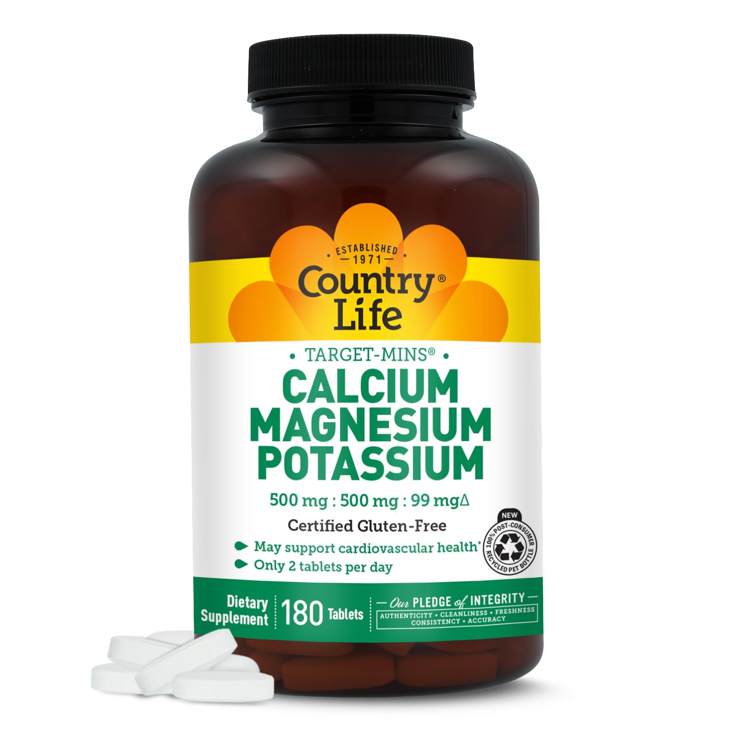Country Life Target Min calcium: bouteille montrant le calcium et les bienfaits potentiels pour les os