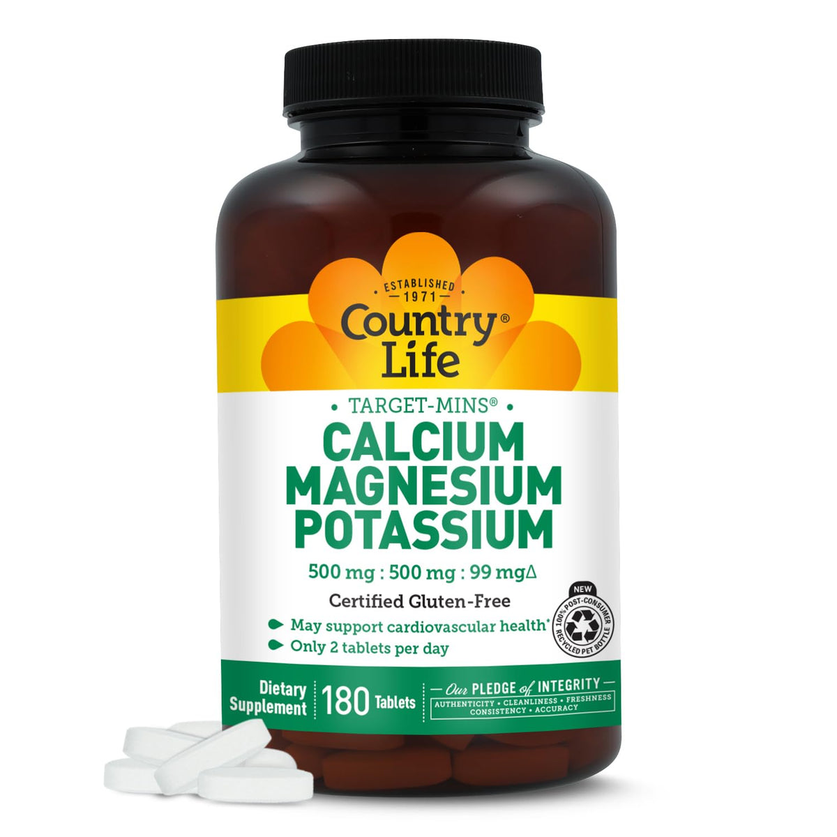 Country Life Target Min calcium: bouteille montrant le calcium et les bienfaits potentiels pour les os