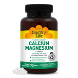 Country Life Target-Mins Calcium Magnésium Complex – bouteille affichant le dosage et les bénéfices possibles