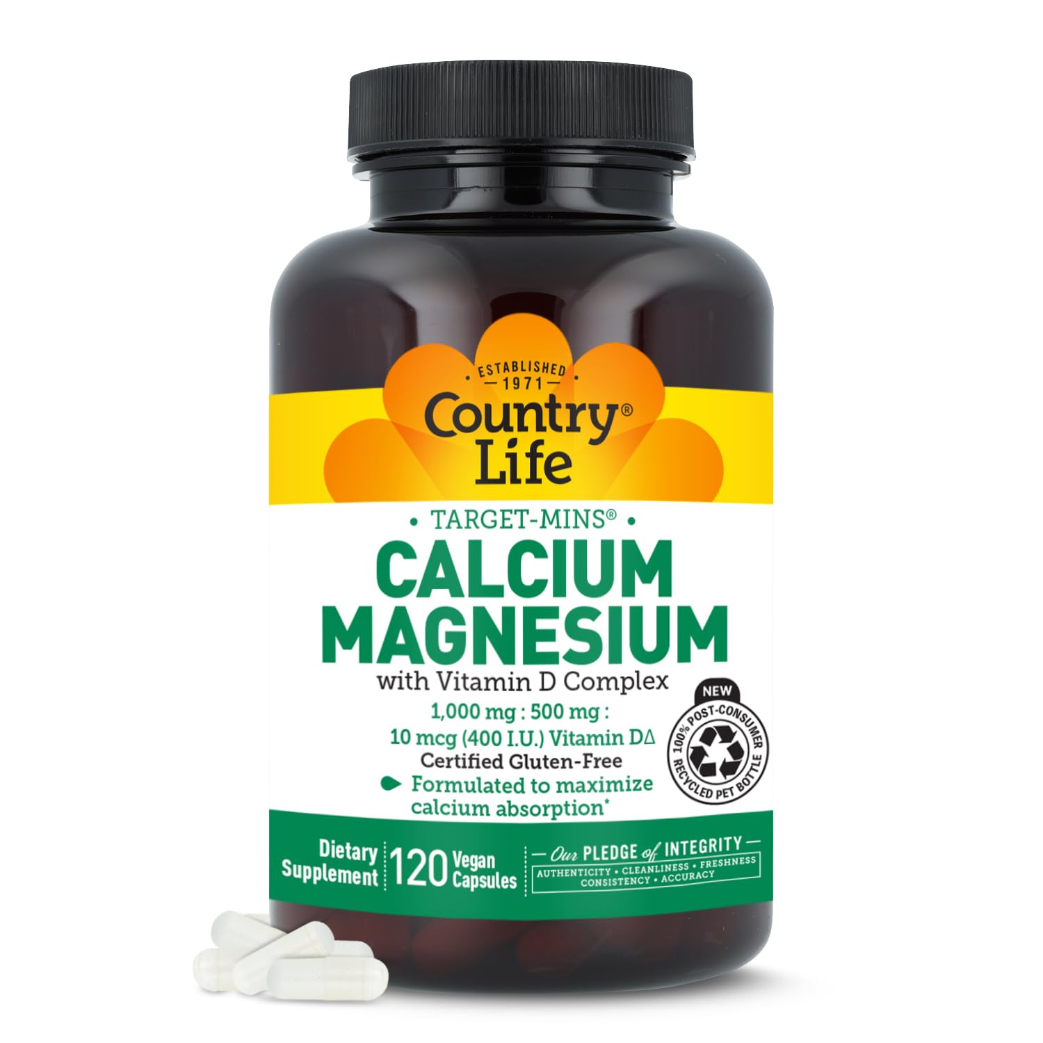 Country Life Target-Mins – bouteille vue de face, soutien potentiel des os et détente musculaire.