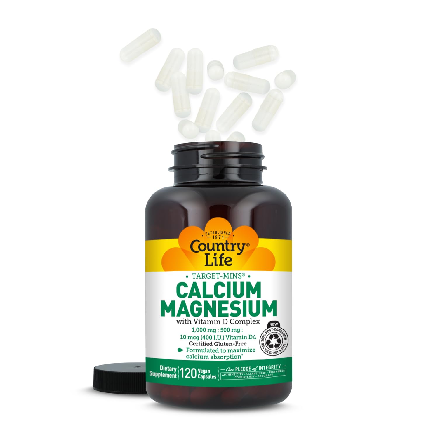 Country Life Target-Mins – ingrédients calcium, magnesium et vitamine D pour le quotidien.