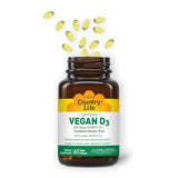 Country Life D3, étiquette détail : transparence sur la formule végan et sans gluten