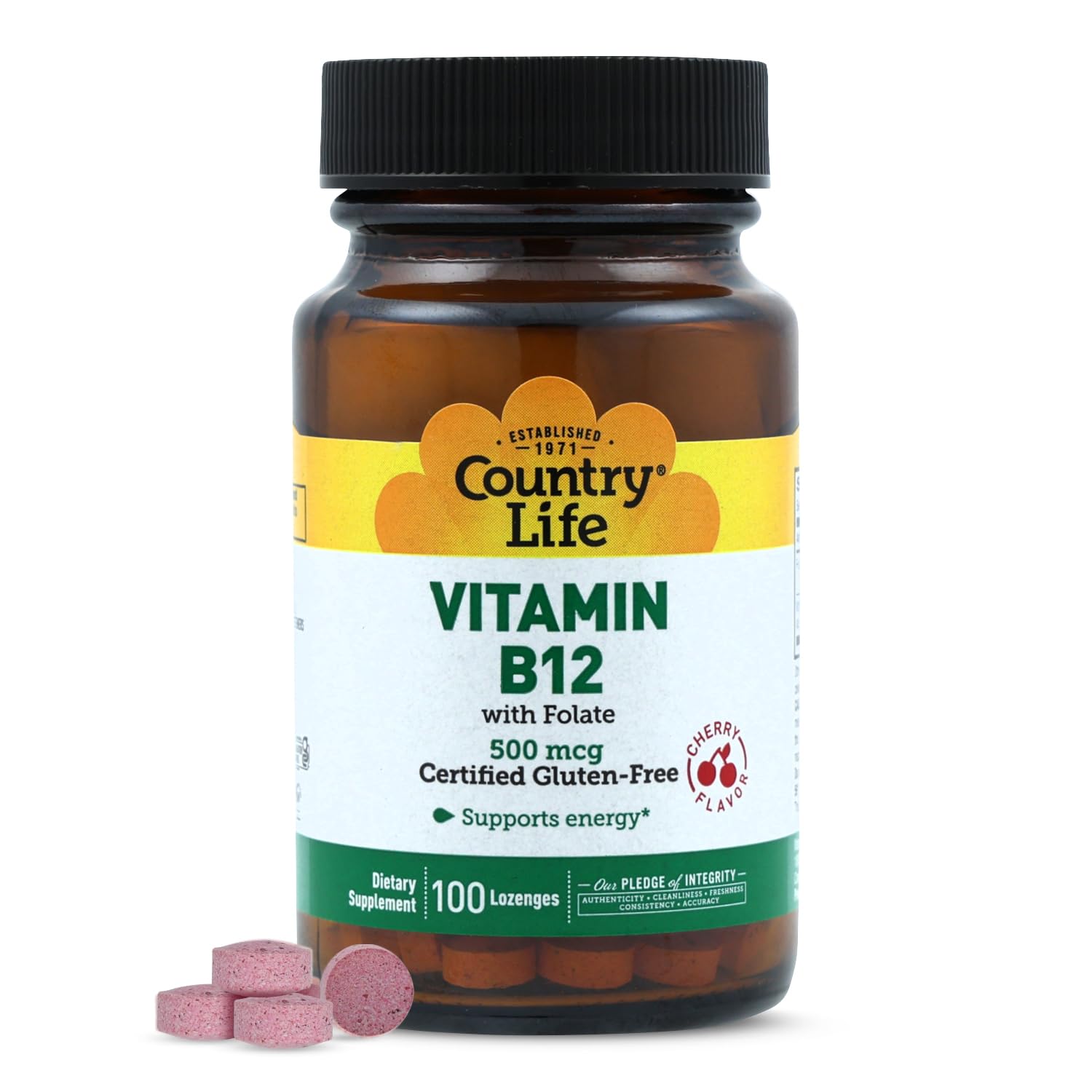 Country Life Vitamine B12 avec Folate – boîte, format pratique pour l'énergie