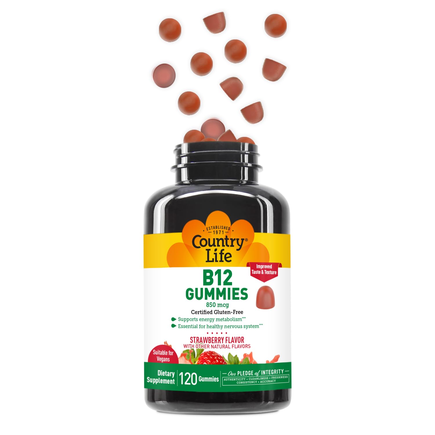 Gommes Country Life B12 vegan et sans gluten, choix sain et transparent