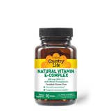 Country Life Complexe Vitamine E 400 UI – gélules dans une bouteille, soutien antioxydant potentiel.