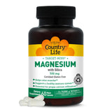 Country Life Target-Mins Magnésium-Silice : bouteille prête pour la détente musculaire potentielle au quotidien.
