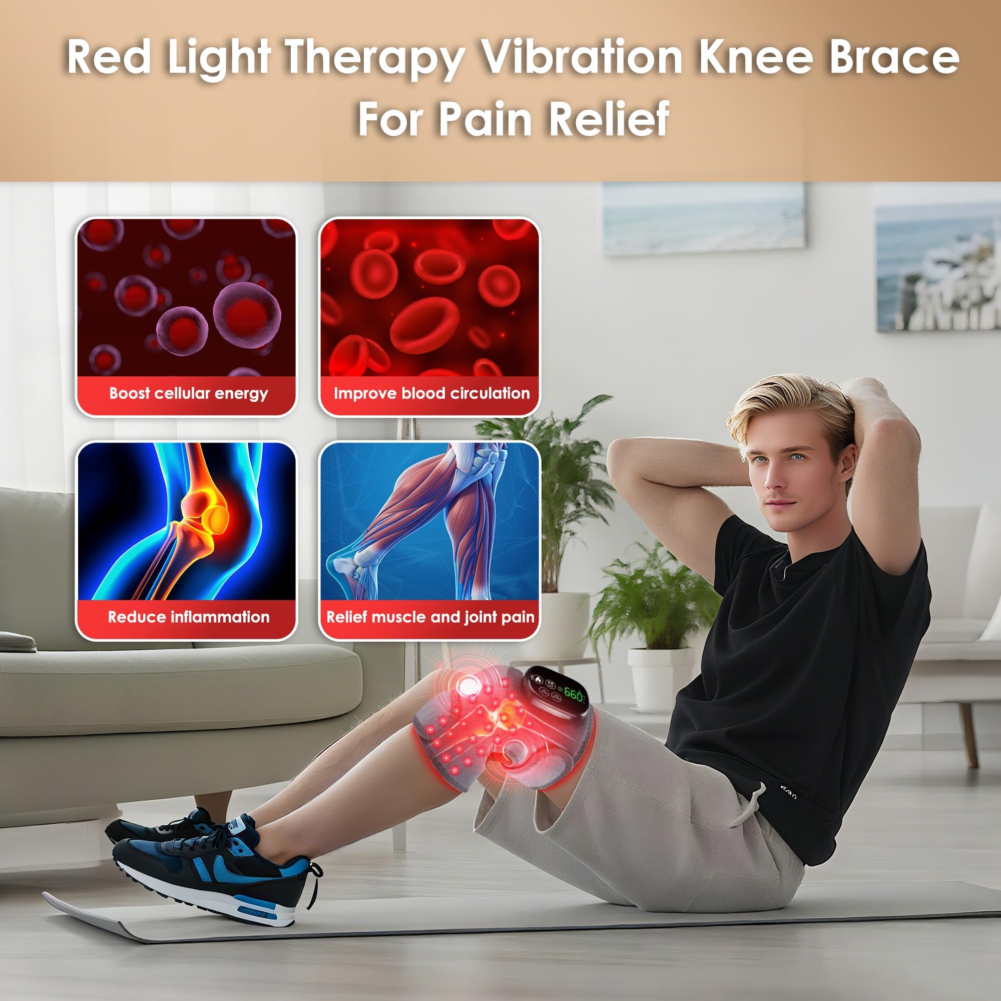 Couvre-genou lumière rouge: design flexible s'adapte à épaule et bras