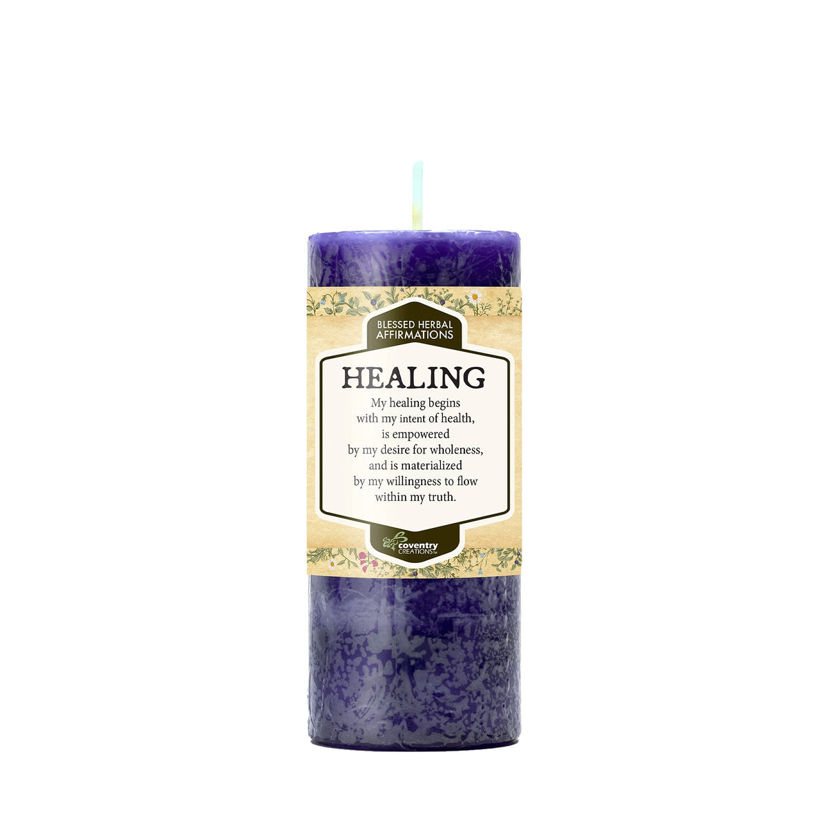Bougie Affirmations guérison de Coventry Creations avec emballage élégant prête pour méditation
