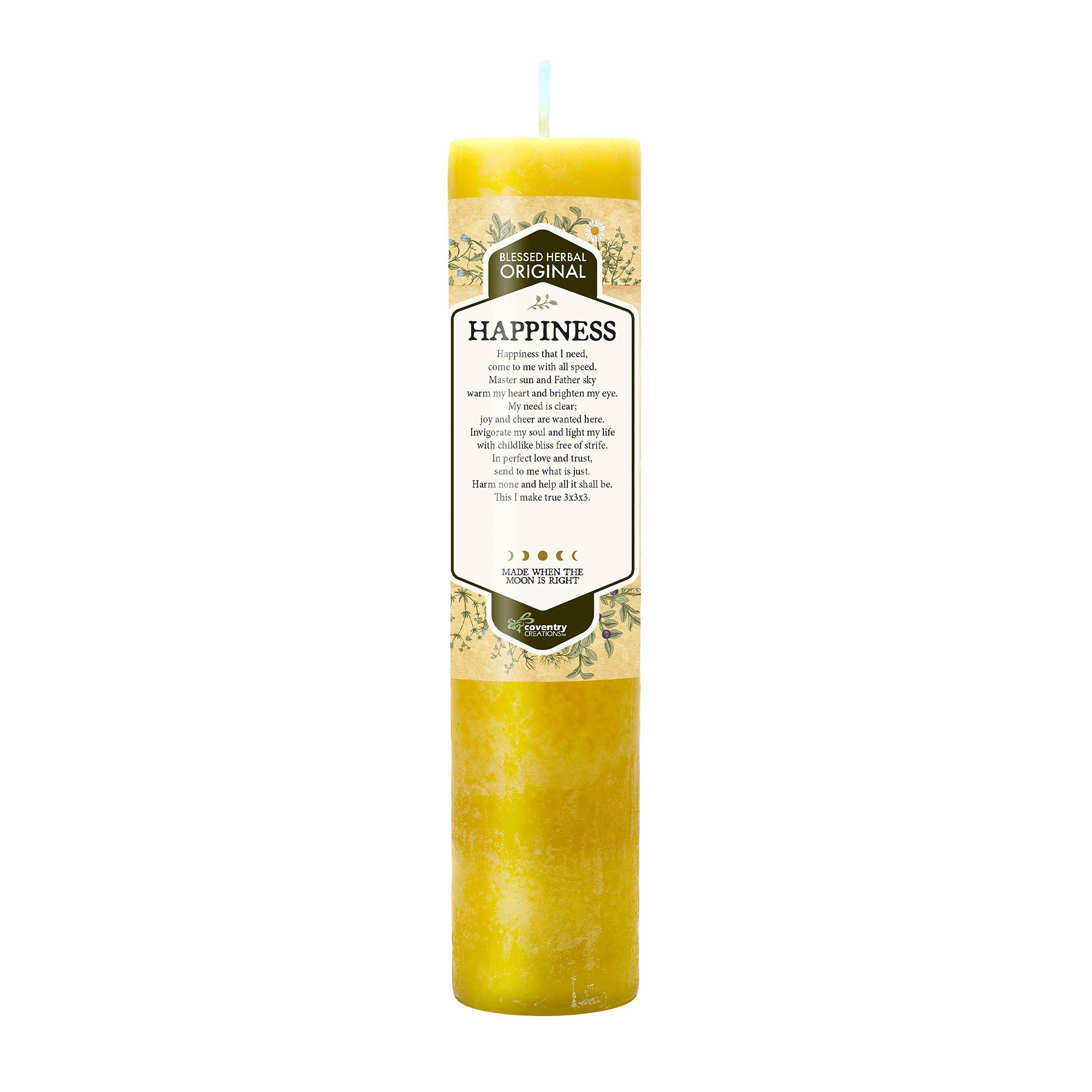 Bougie bénie des herbes Coventry Creations – flamme scintillante pour ambiance apaisante.