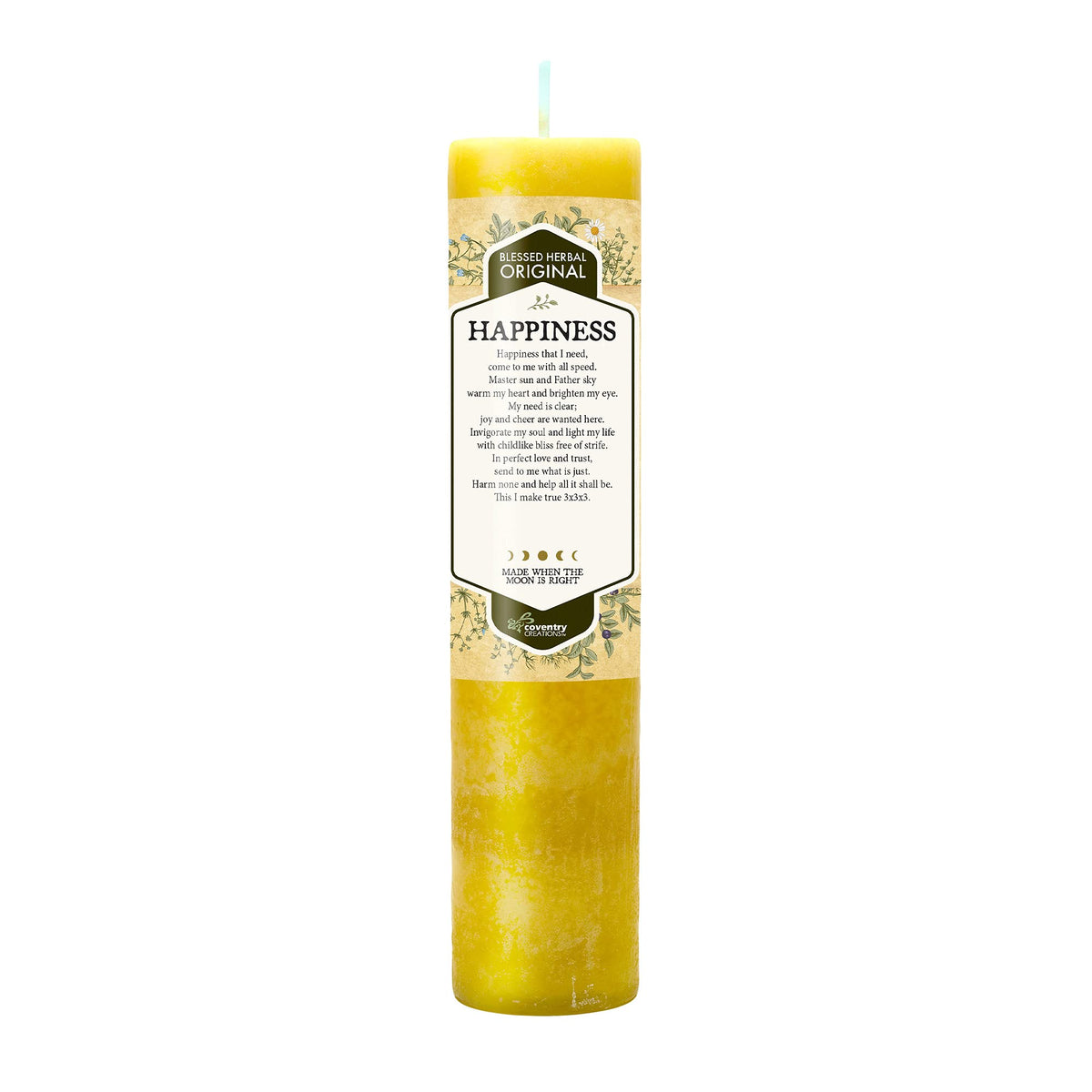 Bougie bénie des herbes Coventry Creations – flamme scintillante pour ambiance apaisante.