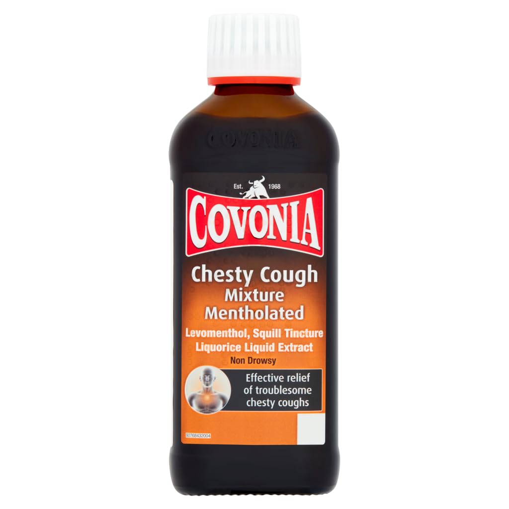 Covonia Toux Grasse Sirop – bouteille versée pour un soulagement potentiel