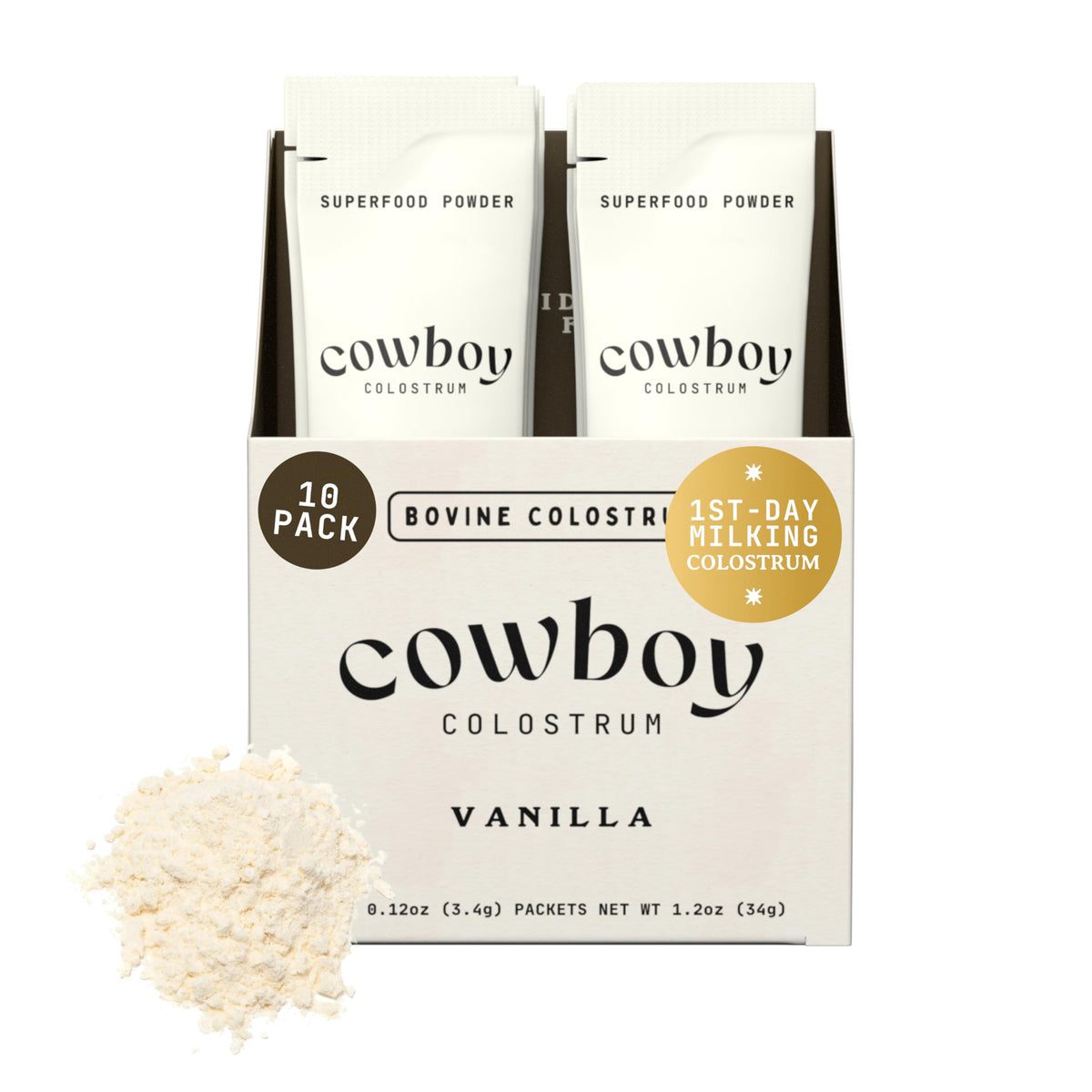 Cowboy Colostrum, premier laitage 24h, soutien immunitaire et digestif.