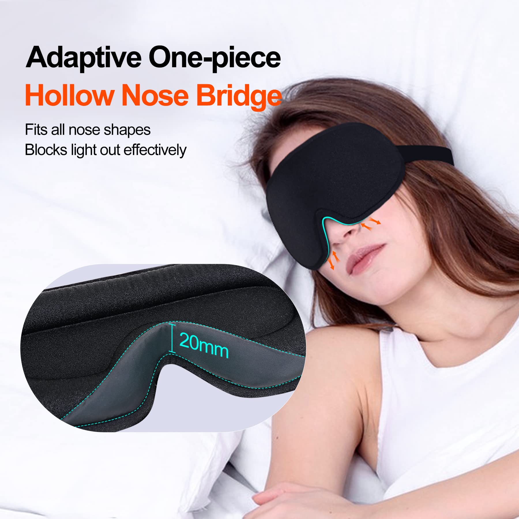 Cozyhealth masque-sommeil-bande-reglable indique l’attache élastique ajustable et sûre
