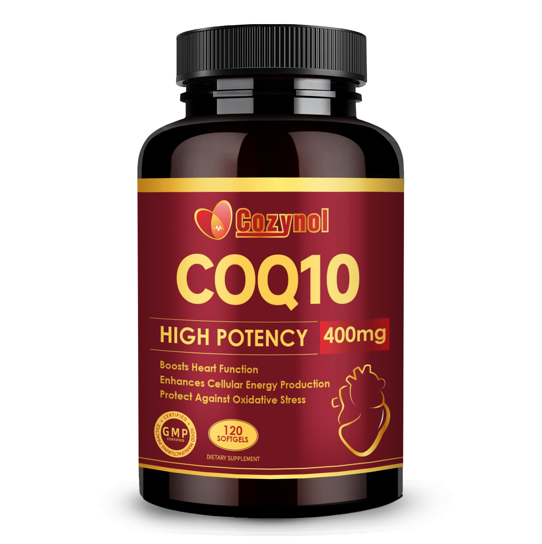 Cozynol CoQ10 400 mg – flacon visible, énergie potentielle.