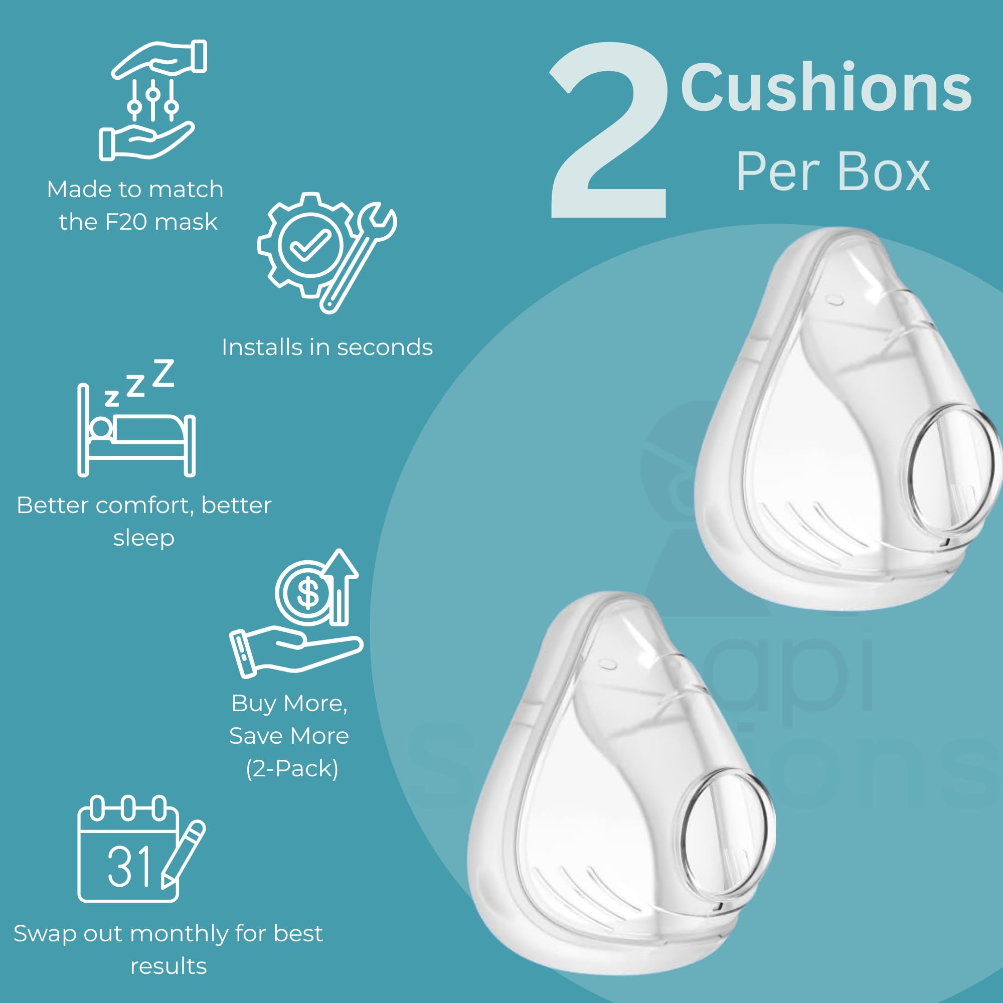 Coussin F20 AirTouch CPAPi Solutions — confort doux qui s’adapte au visage.