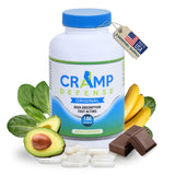 Cramp Defense montre la bouteille de capsules pour un soulagement ciblé des crampes.
