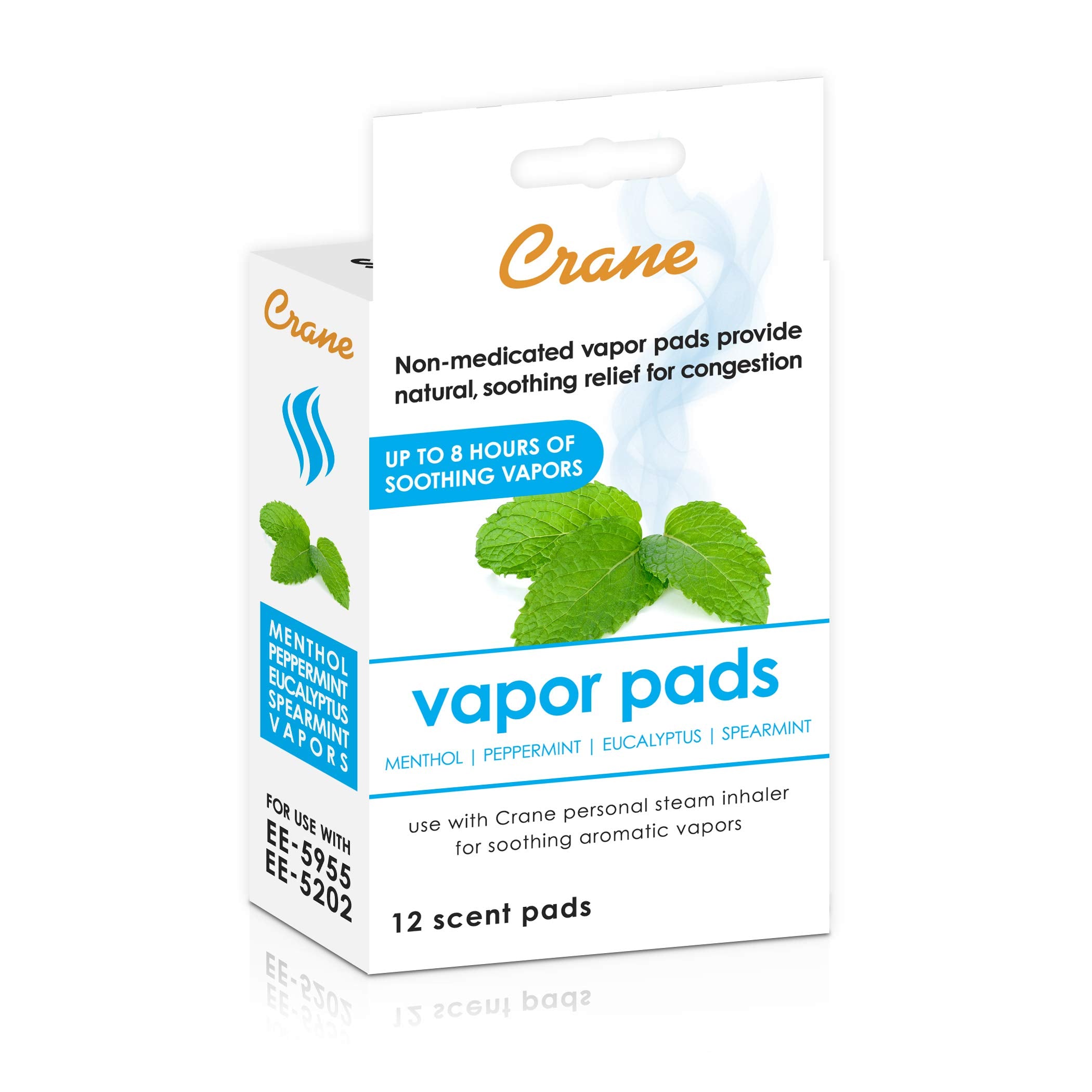 Crane Menthol-Eucalyptus, emballage prêt à l’emploi pour utilisation pratique en soirée.