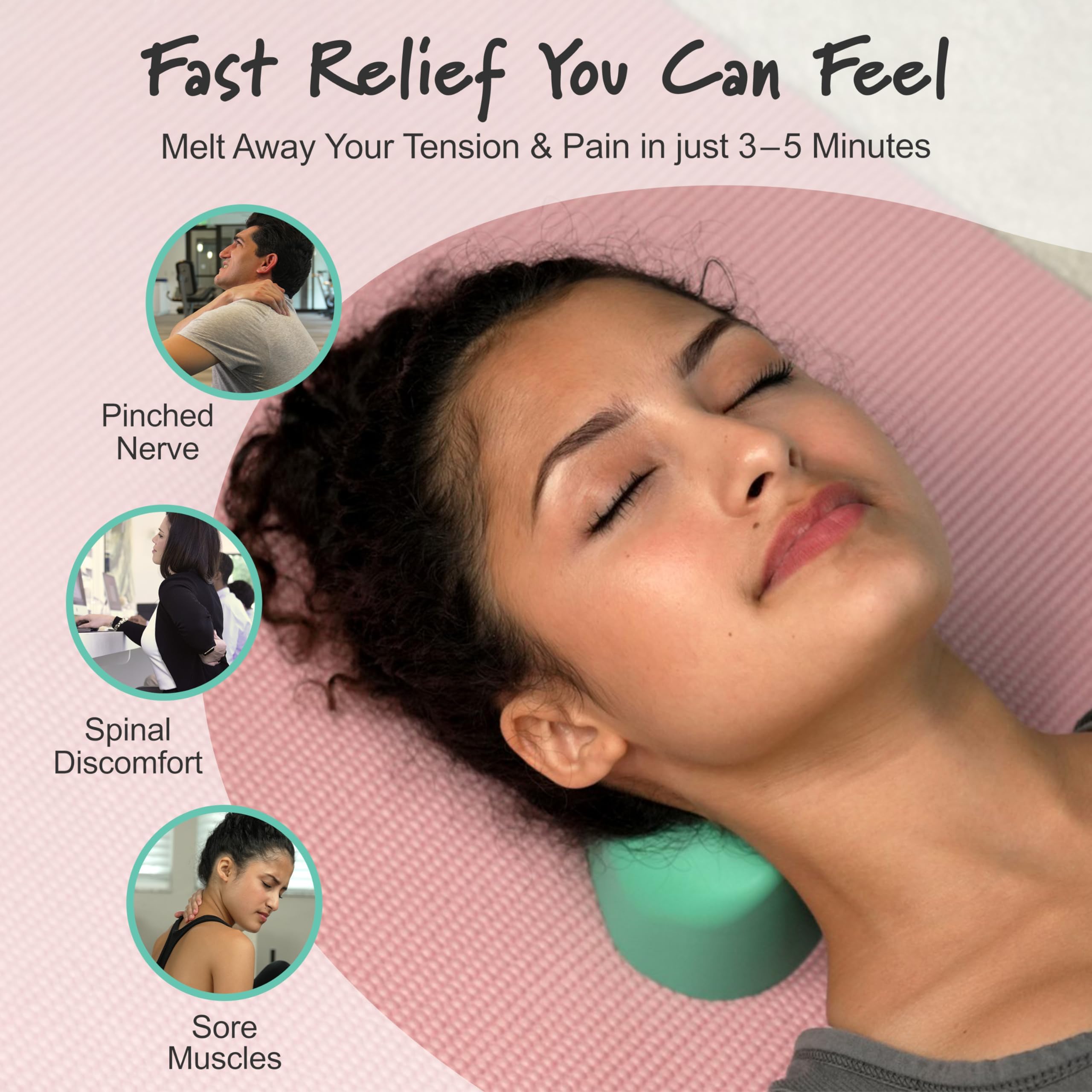 CranioCradle Original, vue latérale montrant le positionnement pour soulager les tensions.