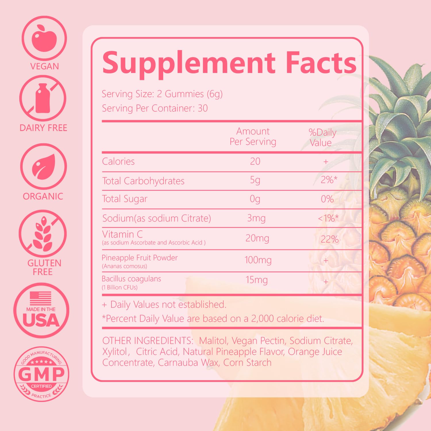 Gommes Crasye Premium – Arôme ananas, plaisir et soutien quotidien.