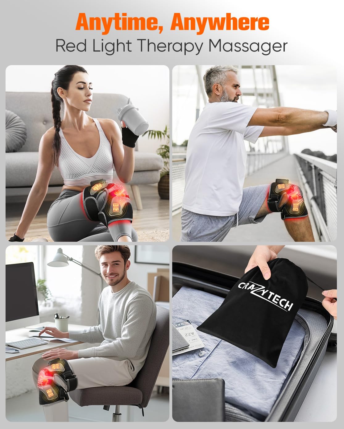 CRAZYTECH Genou – appareil portable pour une récupération quotidienne et sportive.