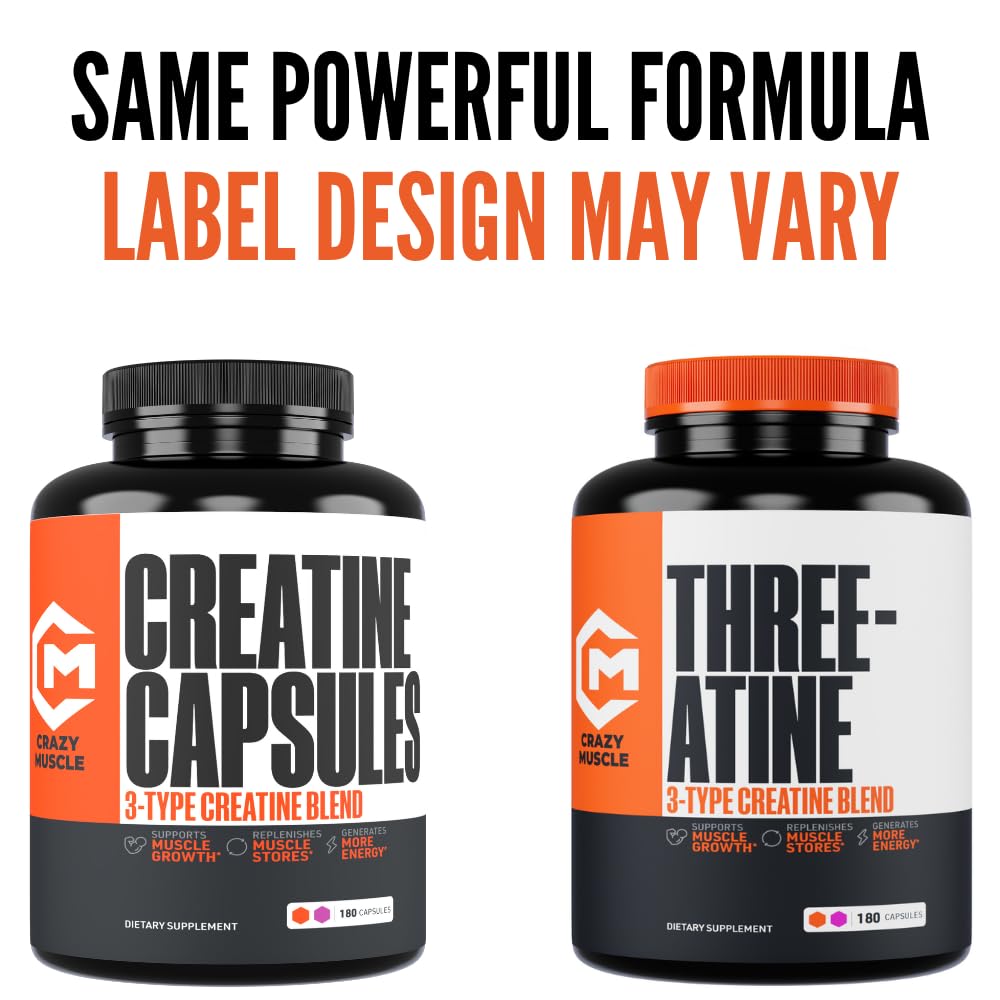 Crazy Muscle bouteille 180 capsules, design et pratique.