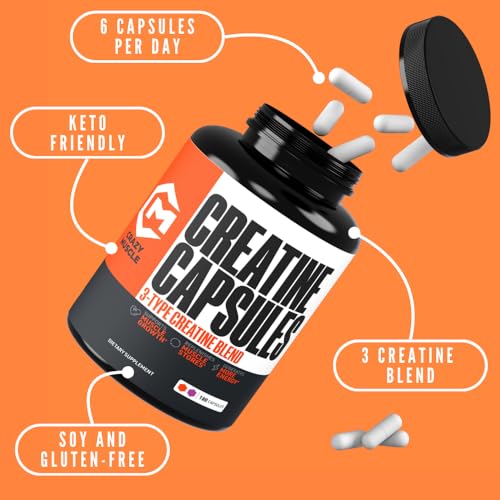 Crazy Muscle créatine monohydrate en capsules, absorption élevée lors des séances.
