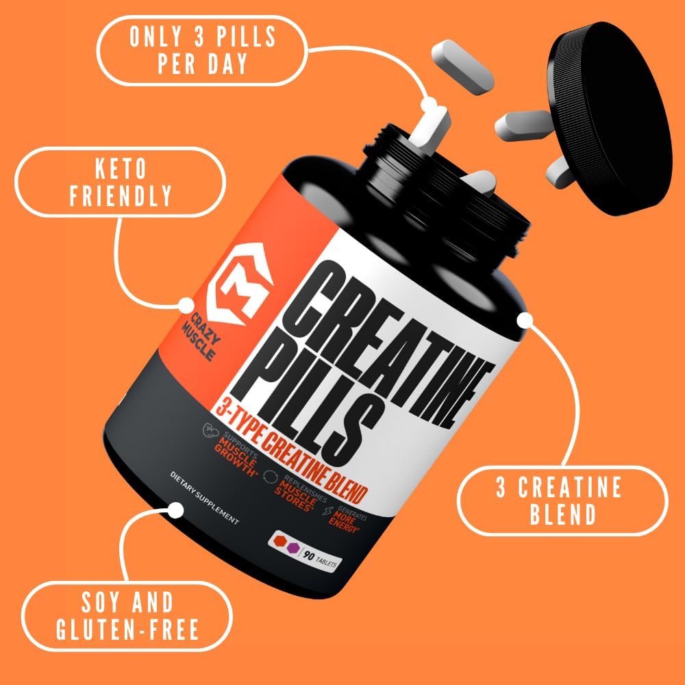 Crazy Muscle – tablettes de créatine monohydrate, digestibilité facilitée
