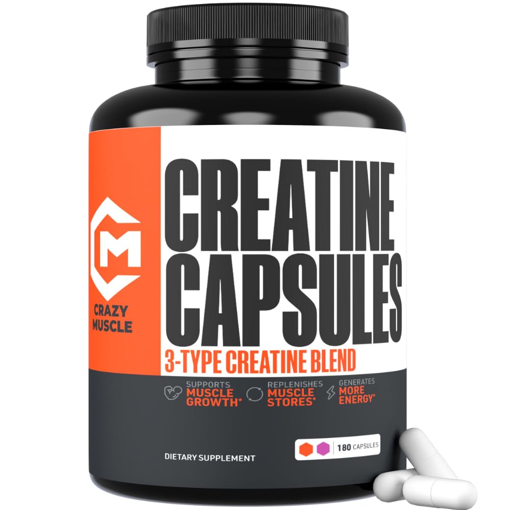 Crazy Muscle Three-atine capsules, emballage pratique pour l entraînement quotidien.