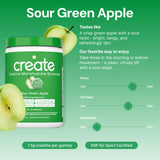 Étiquette vegan et sans OGM sur les gummies Create Creatine Monohydrate.