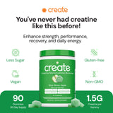 Gomme orange Create Creatine Monohydrate Gummies, goût rafraîchissant.