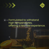Verre CreaTea infusion citron, expérience thé énergisant pour démarrer l'effort.