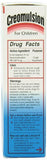 Creomulsion pour enfants, étiquette lisible et informations utiles.