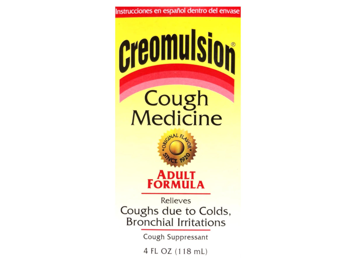 Creomulsion sirop toux adulte en flacon 4 oz, présentation pratique.
