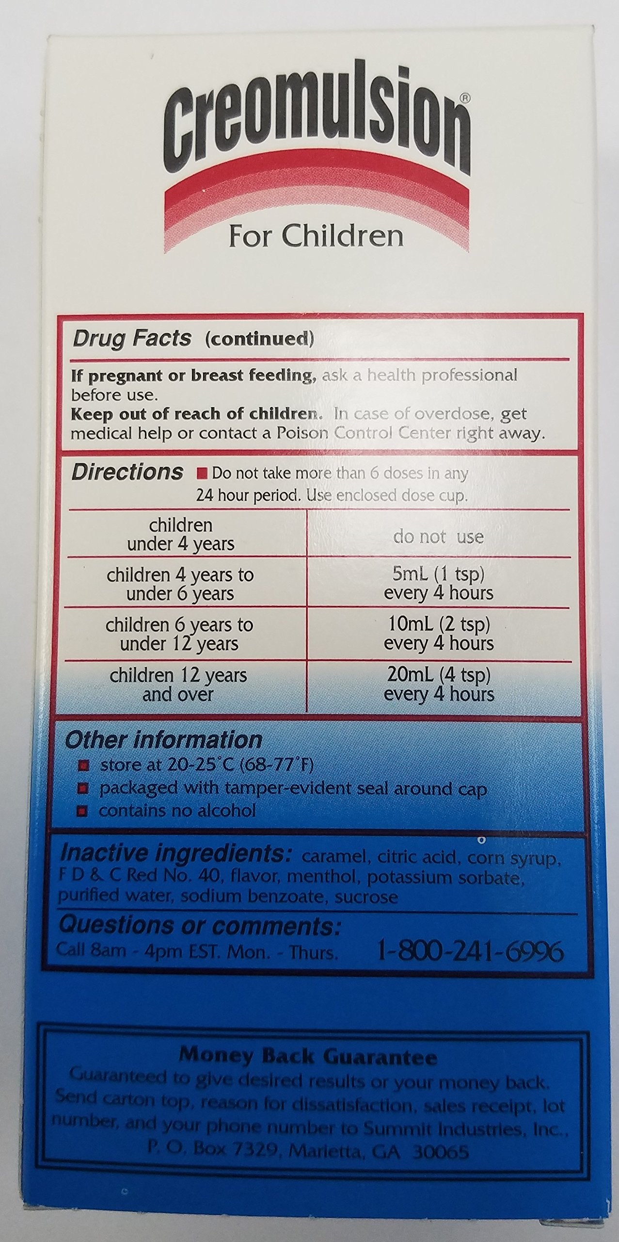 Étiquette lisible Creomulsion pour enfants sur l emballage, identification rapide