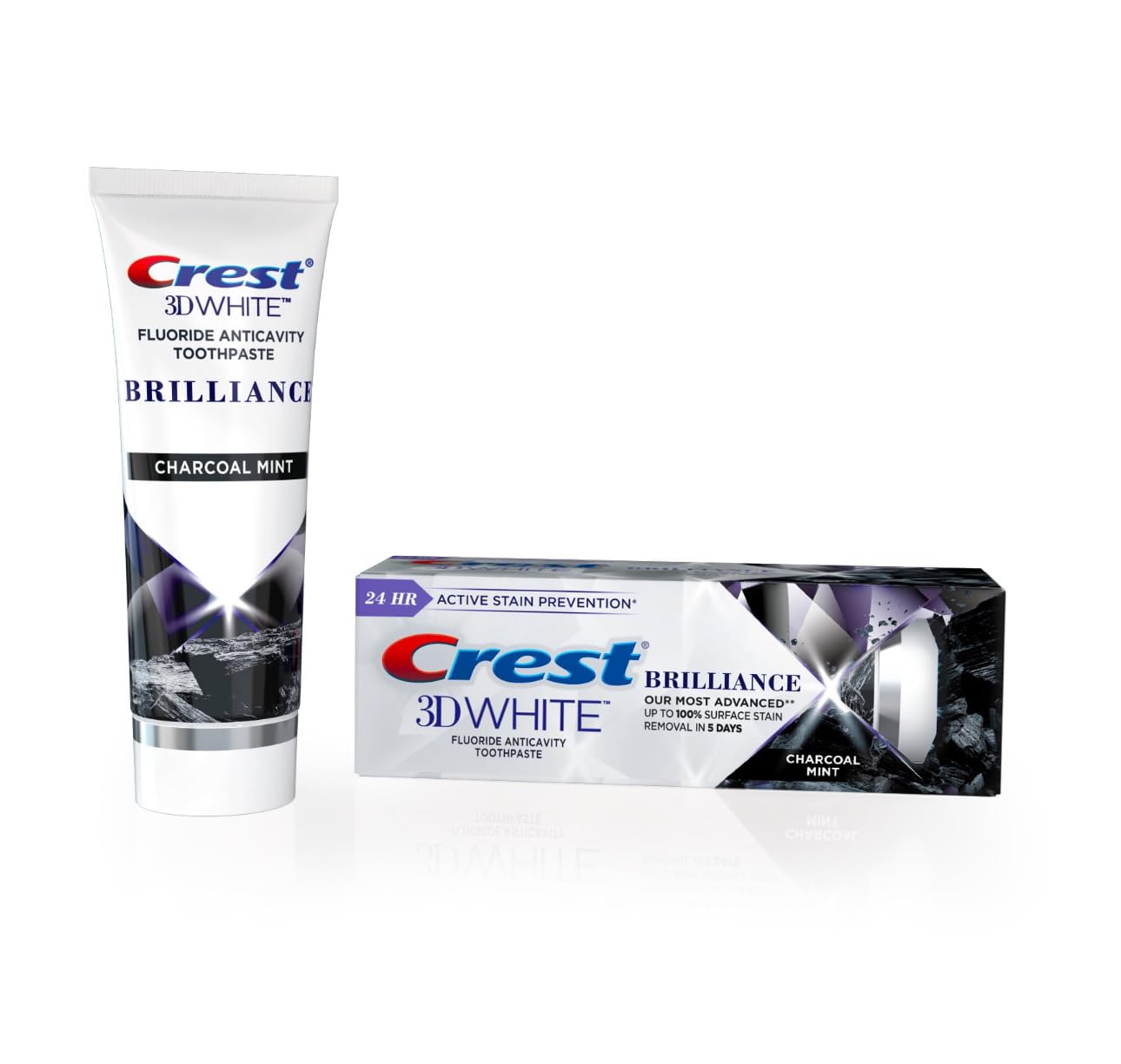 Crest 3D Blanc Charbon dentifrice emballage présentation élégante