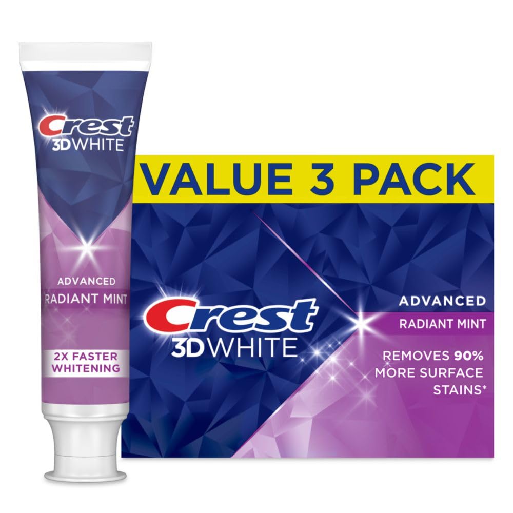Ensemble de trois tubes Crest 3D Blanc pour une routine bucco-dentaire pratique.