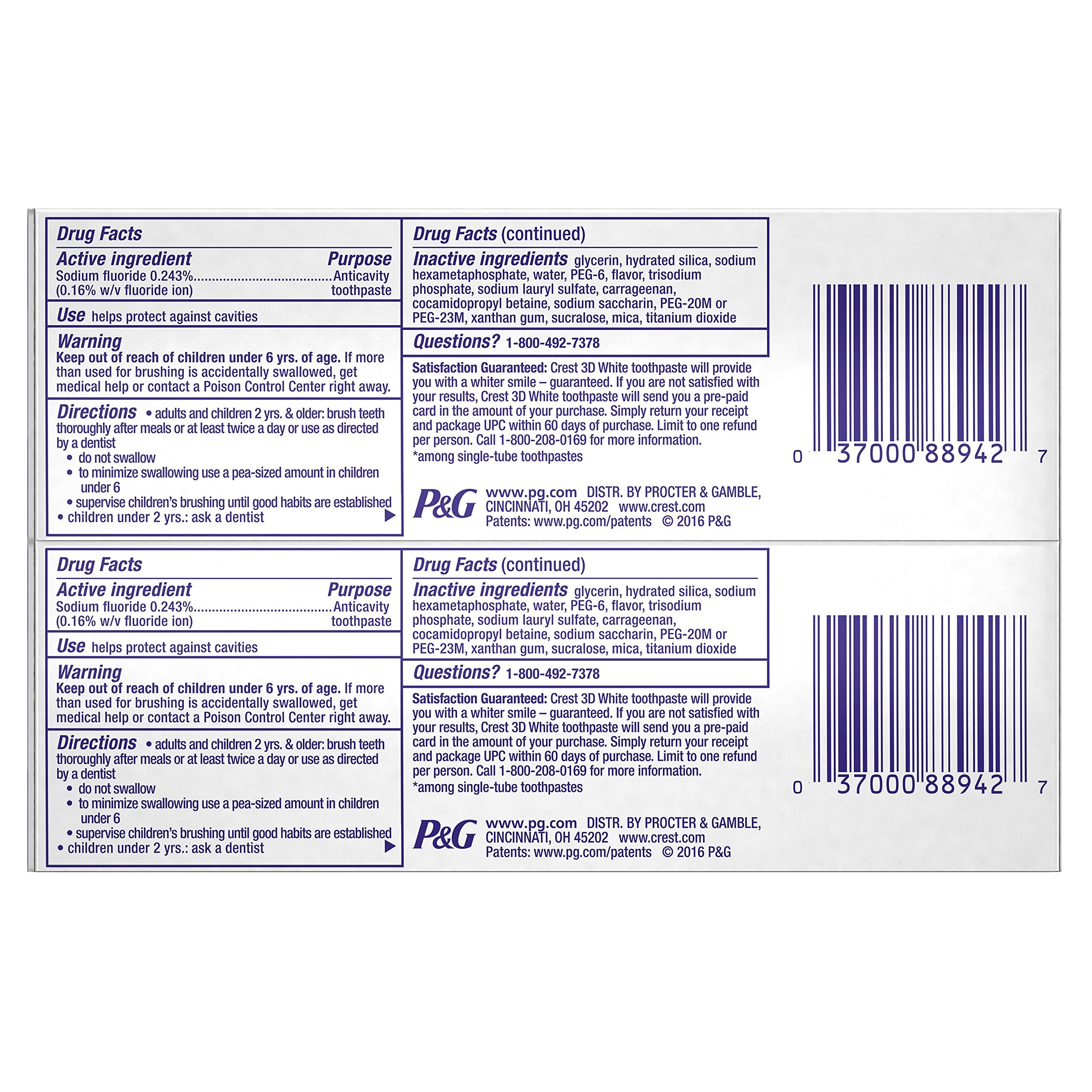 Dentifrice Crest 3D Brilliance Vibrant menthe, emballage visible et usage quotidien.
