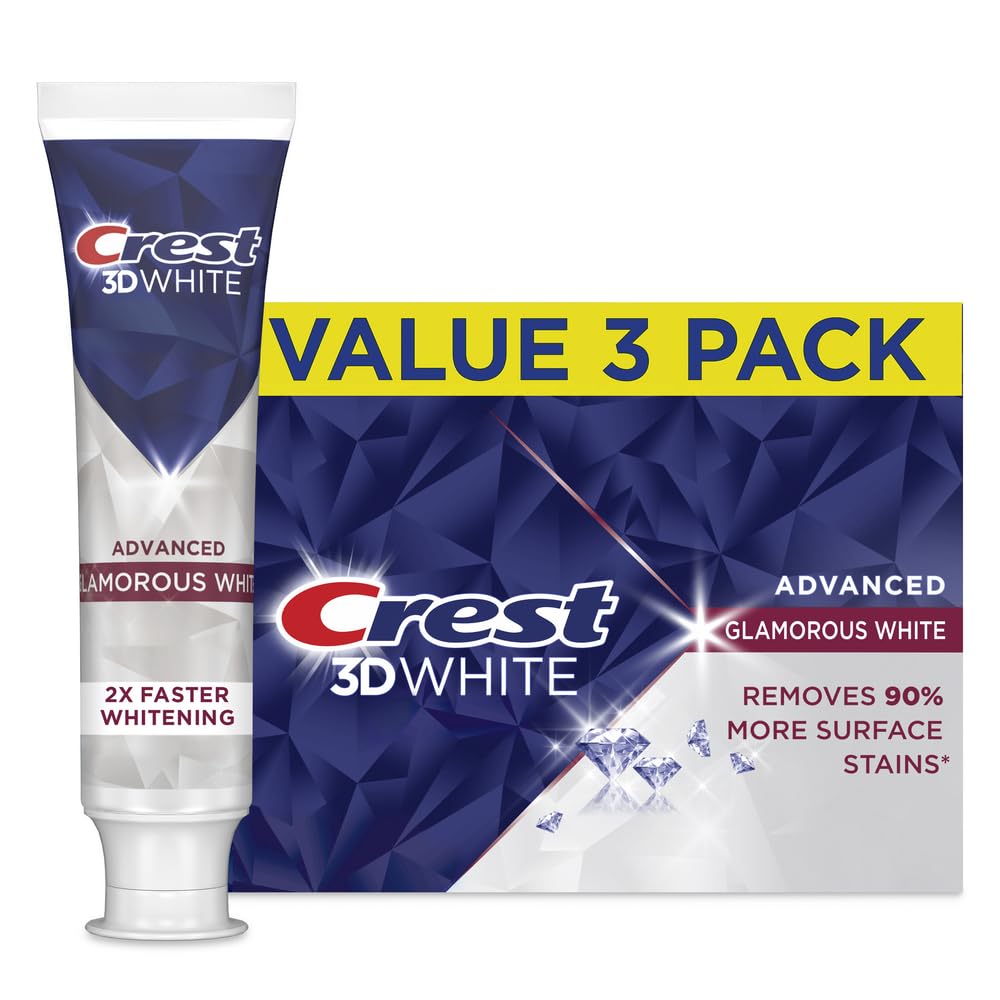 Crest 3D White Advanced Glamorous White dentifrice, sourire plus blanc et éclatant en usage quotidien