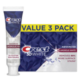 Crest 3D White Advanced Glamorous White dentifrice, sourire plus blanc et éclatant en usage quotidien