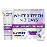 Crest 3D White Brilliance dentifrice menthe vibrante, aide à blanchir les dents et à prévenir les taches.
