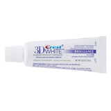 Crest 3D White Brilliance format voyage, dentifrice portable pour brossage en déplacement.