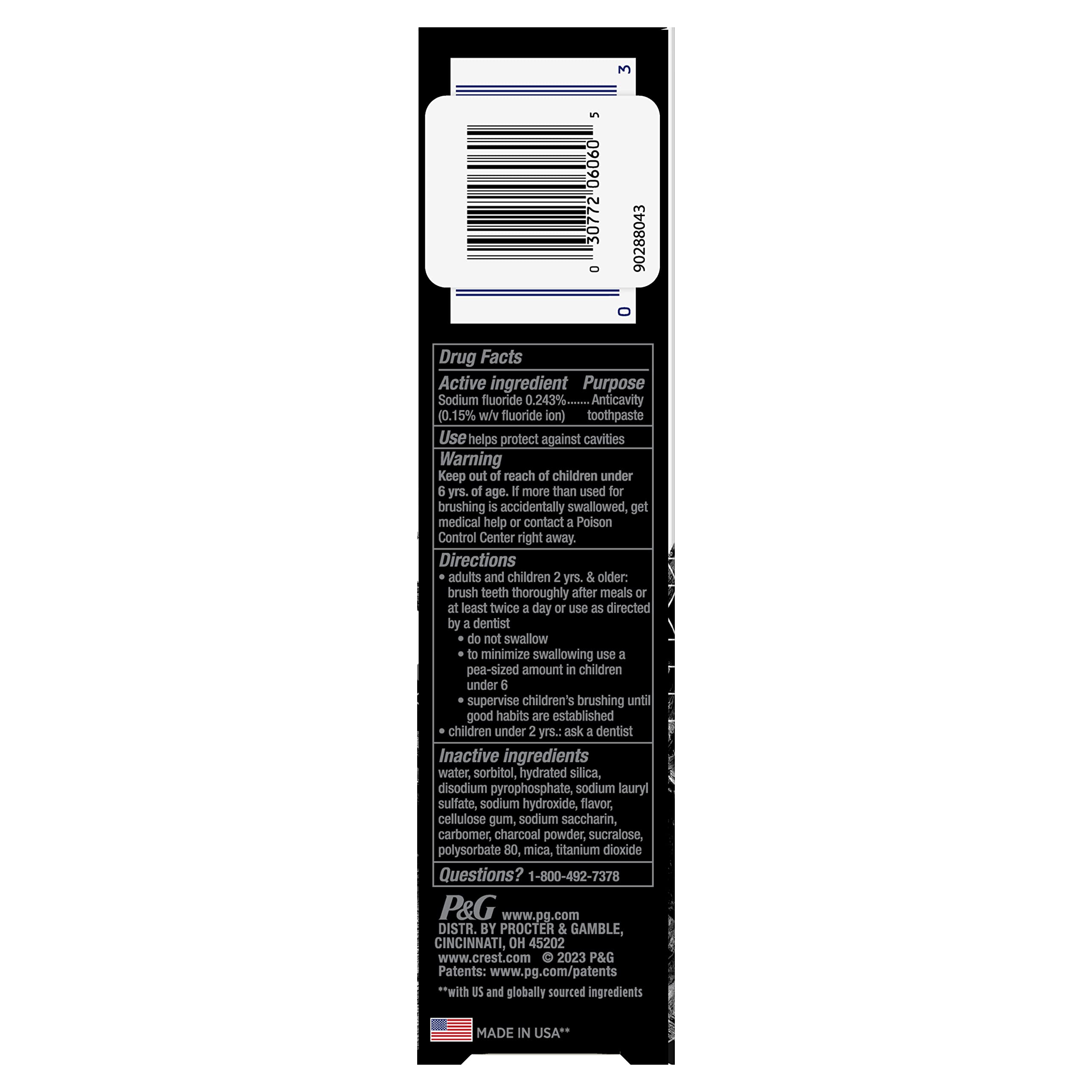 Crest 3D White Thérapie Charbon - soin quotidien efficace pour dents propres et fraîches.