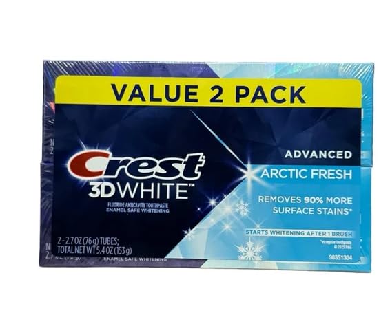Crest 3D White dentifrice arctique, tube – haleine fraîche et blanchiment doux.