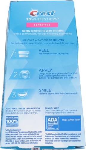 Crest 3D Whitestrips sensibles, adhésif anti-glissement pour rester en place