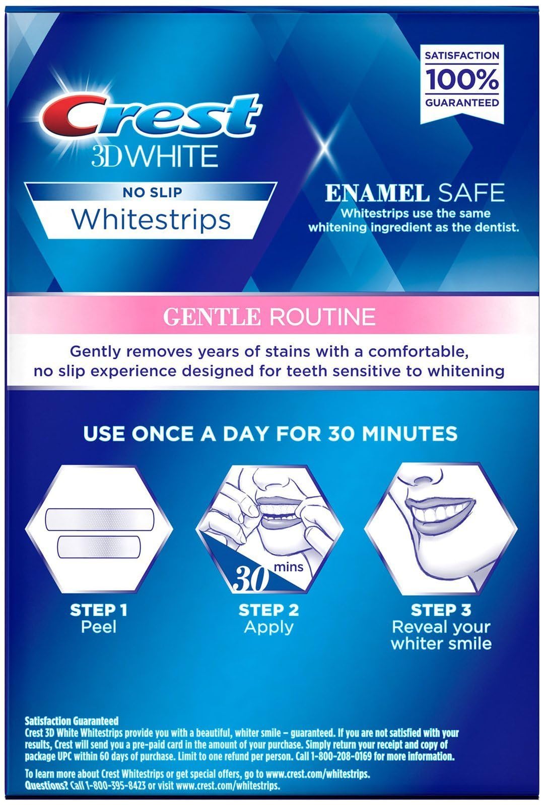 Crest 3D Whitestrips sensibles, formule émail sûre et douce