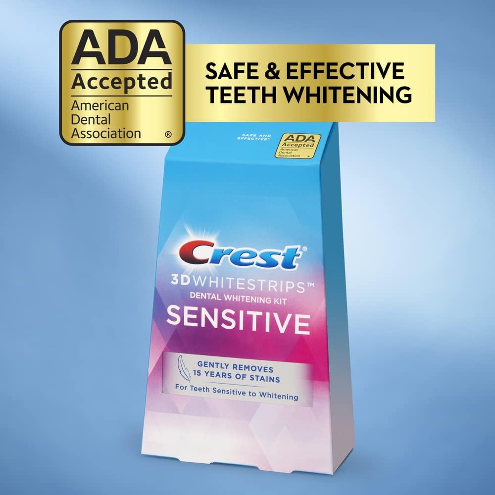 Crest 3D Whitestrips sensibles, utilisation recommandée de 30 minutes